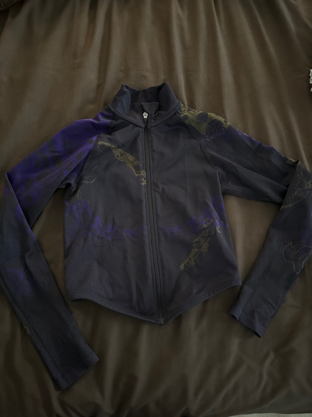 Gymshark Black Jacket with Purple and Olive Accents